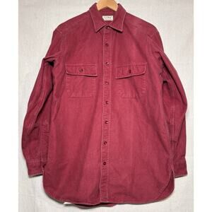 Vintage L.L. Bean‎ Chamois Cloth Shirt Men's Tall 16 (L) Maroon Made In USA